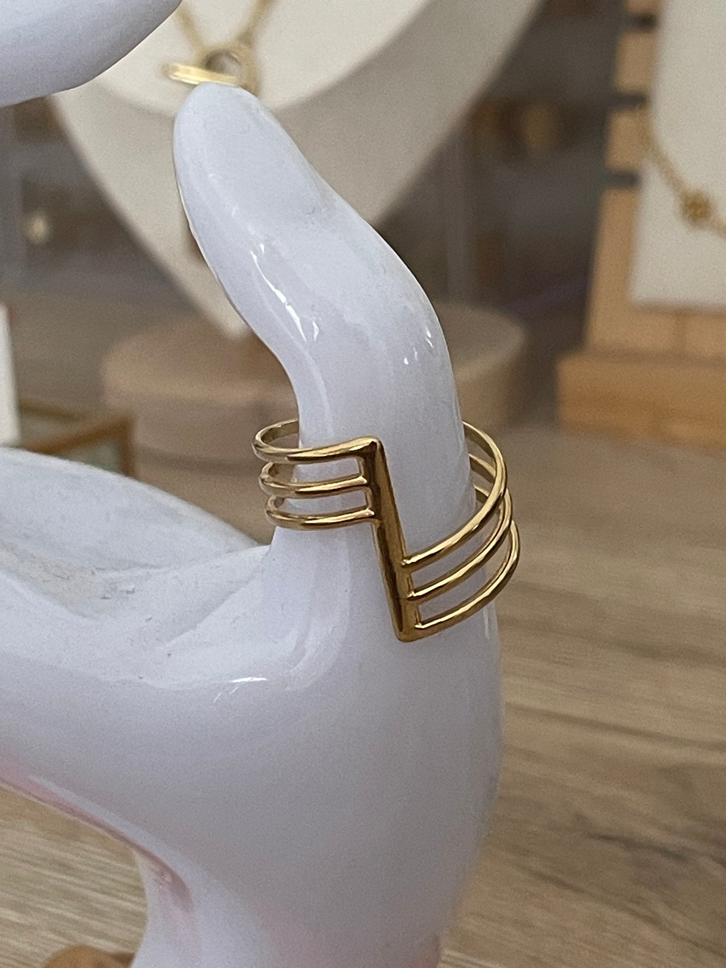 Bague Chistine, texturisé, acier inoxydable doré.