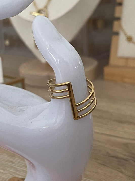 Bague Chistine, texturisé, acier inoxydable doré.