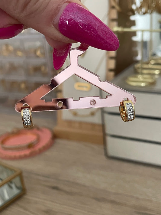 Boucles d’oreilles (minis) créoles Marine strass, acier inoxydable doré.