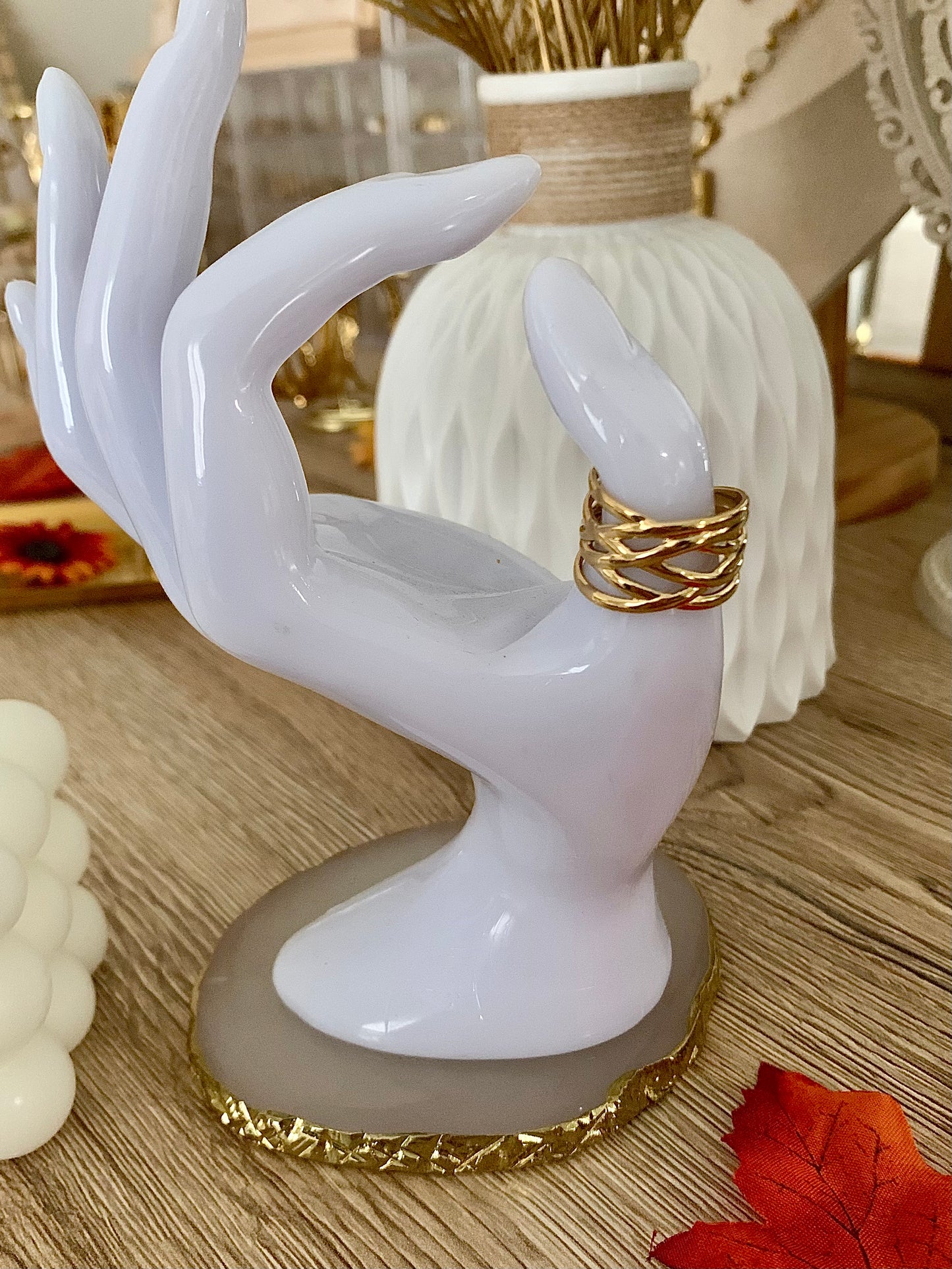 Bague Maya ligne tressé, acier inoxydable doré .