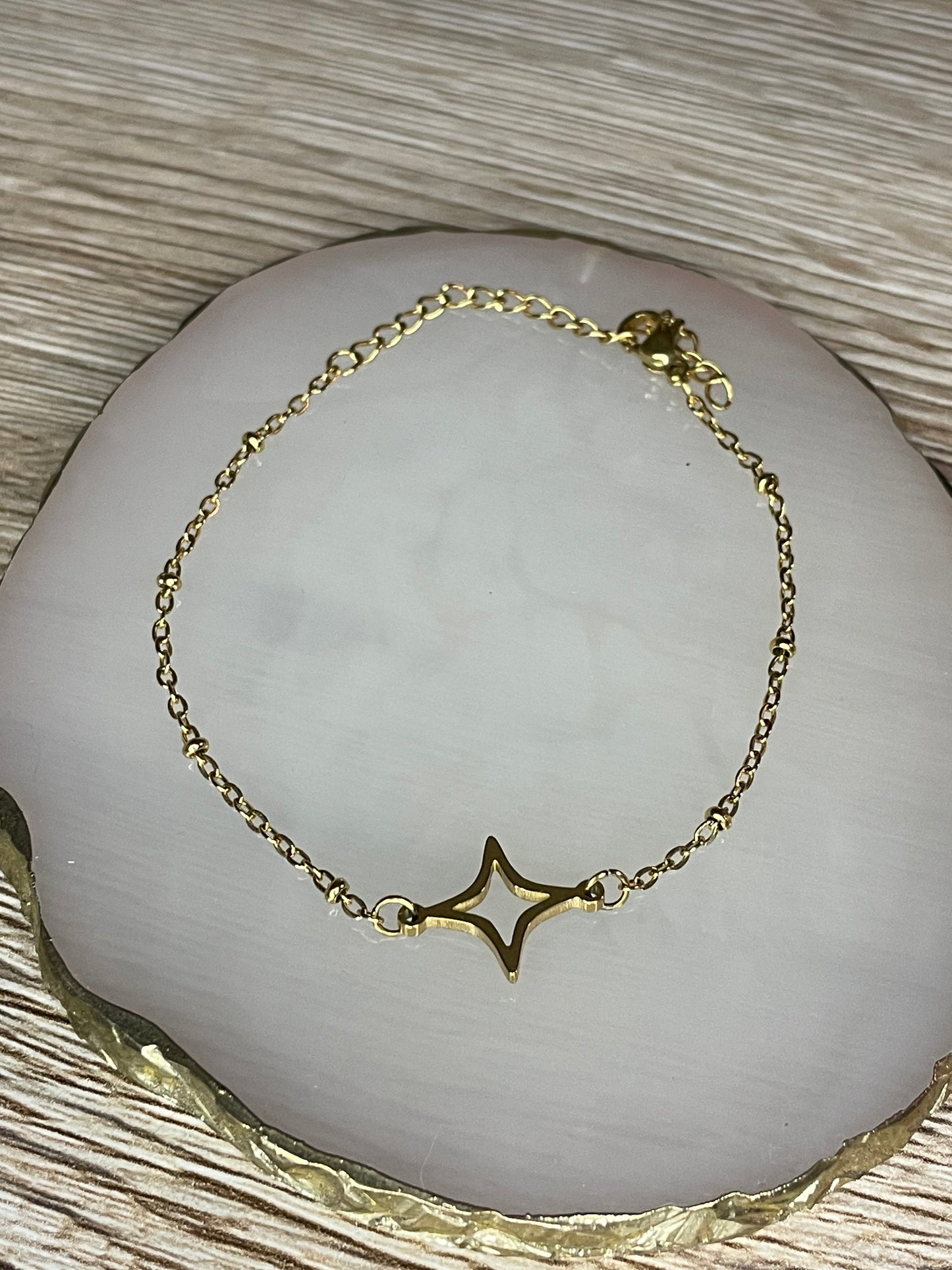 Bracelet starly étoile, acier inoxydable doré.