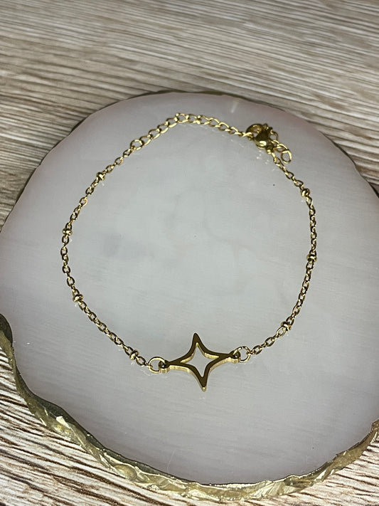 Bracelet starly étoile, acier inoxydable doré.