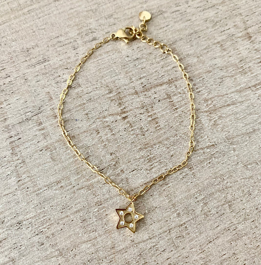 Bracelet Ankaa étoile, acier inoxydable doré