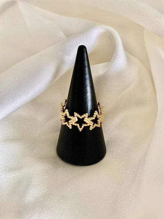 Bague Zélie étoile réglable, acier inoxydable doré .