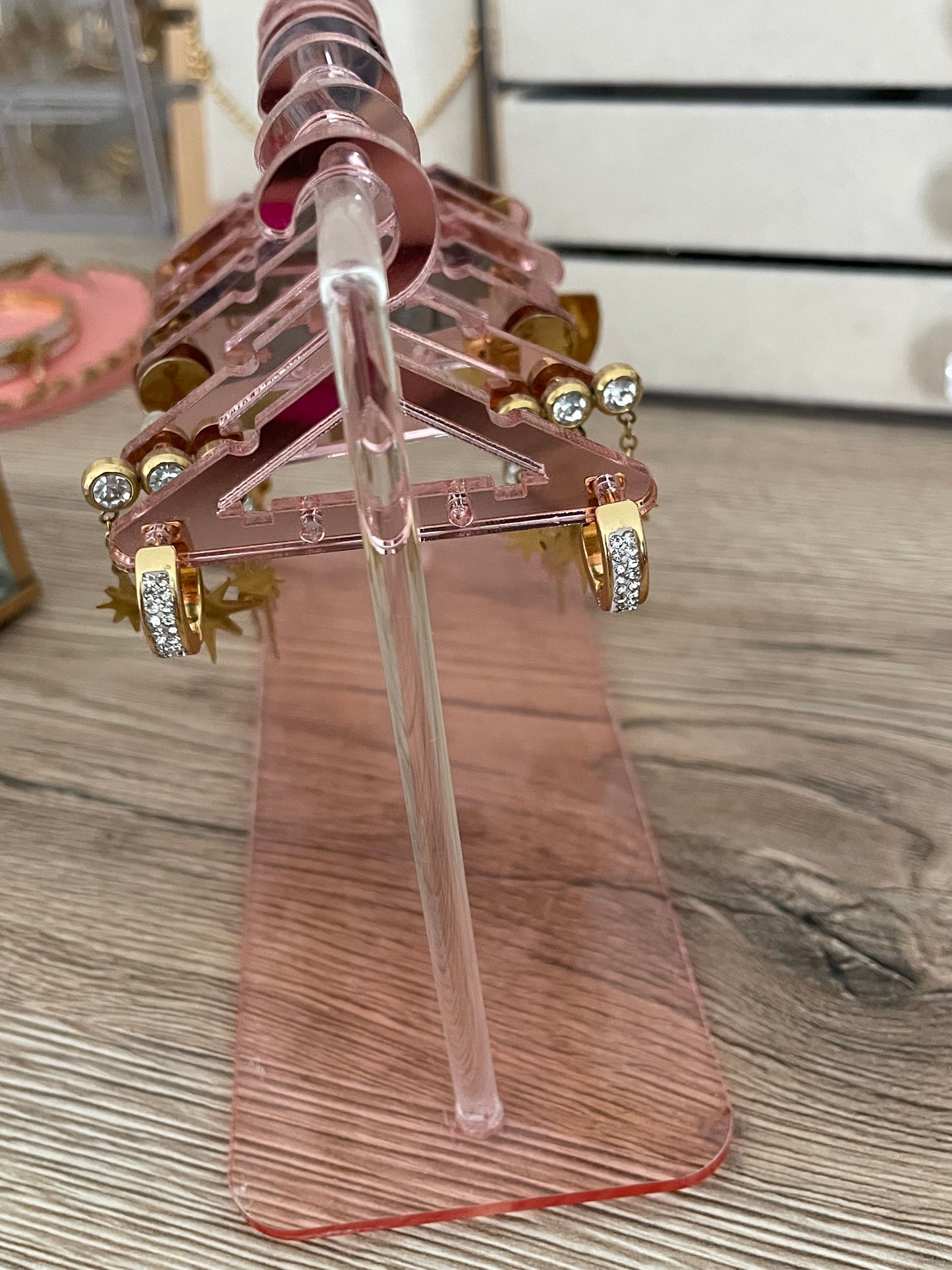 Boucles d’oreilles (petites) créoles Marine strass, acier inoxydable doré.