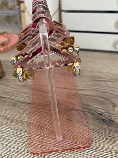 Boucles d’oreilles (petites) créoles Marine strass, acier inoxydable doré.