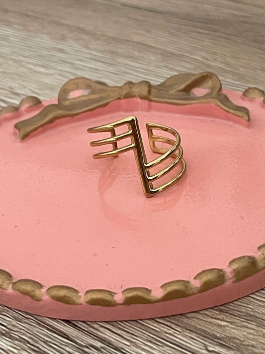 Bague Chistine, texturisé, acier inoxydable doré.