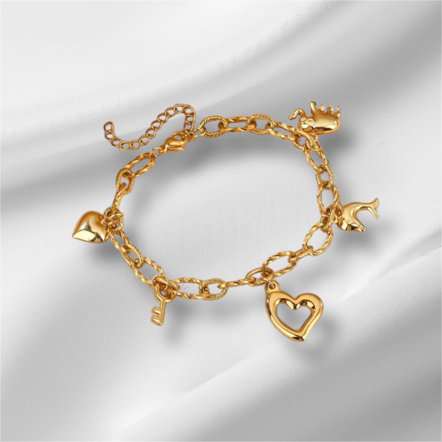 Bracelet Charms Laura, acier inoxydable doré.