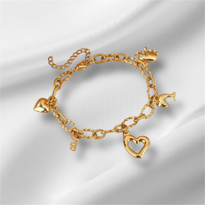 Bracelet Charms Laura, acier inoxydable doré.