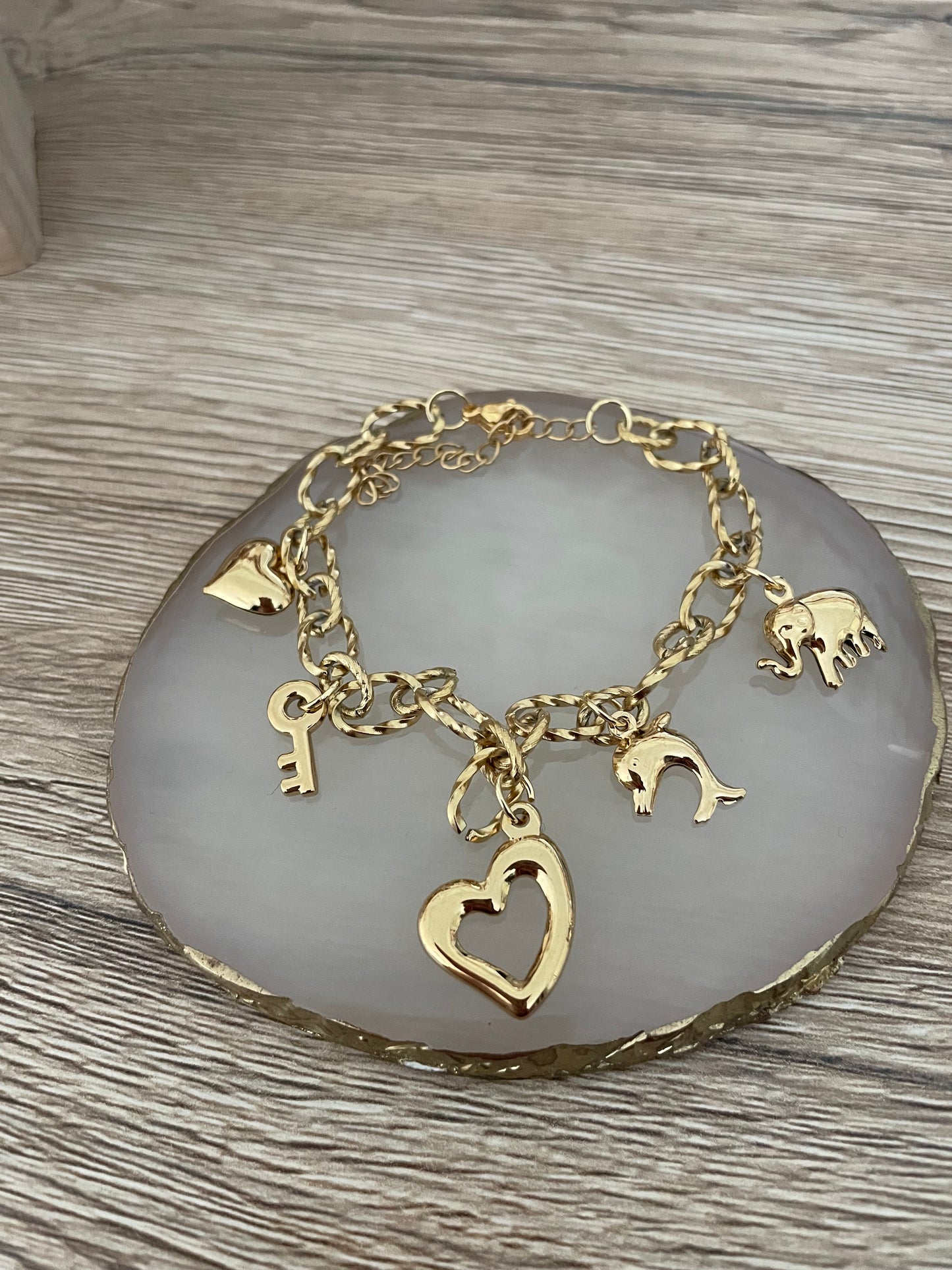 Bracelet Charms Laura, acier inoxydable doré.