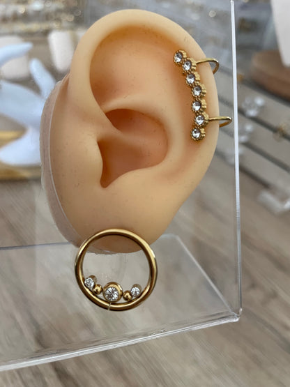 Boucles d’oreilles Isaé cercle strass,acier inoxydable doré