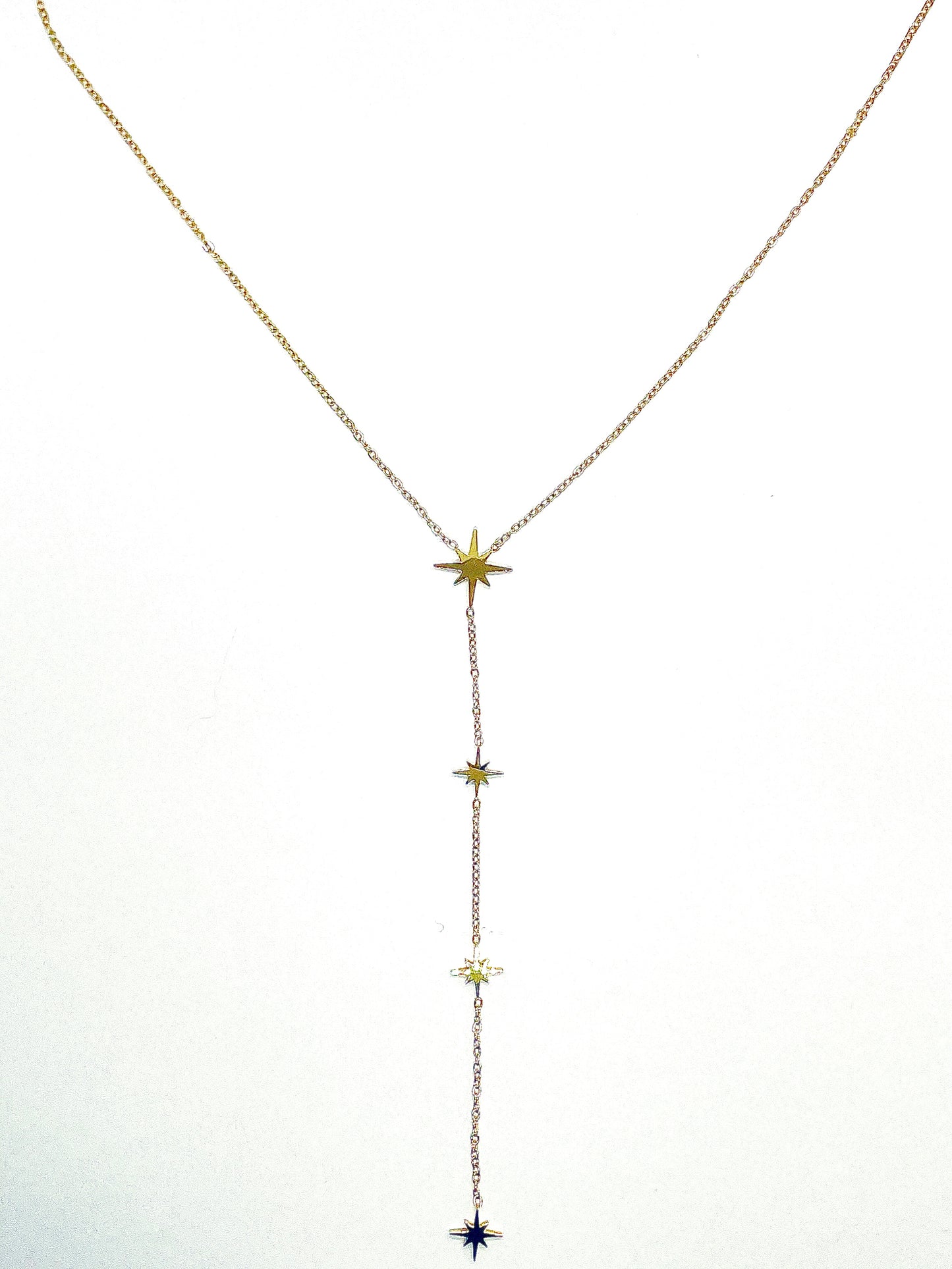 Collier Maia étoiles en Y,acier inoxydable doré.