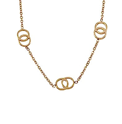 Collier Chanelle cercles strass, acier inoxydable doré.