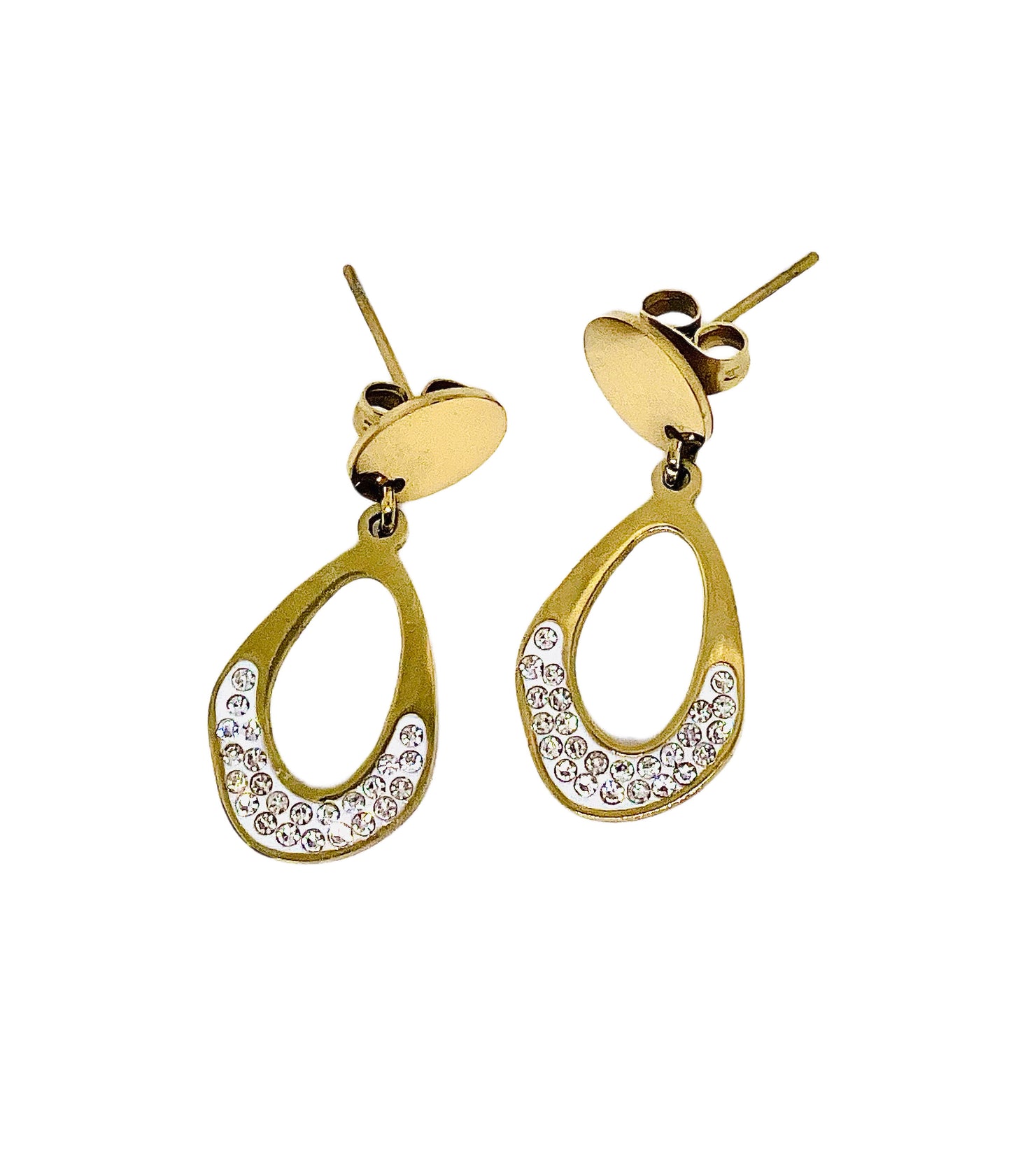 Boucles d’oreilles Lana strass, acier inoxydable doré.