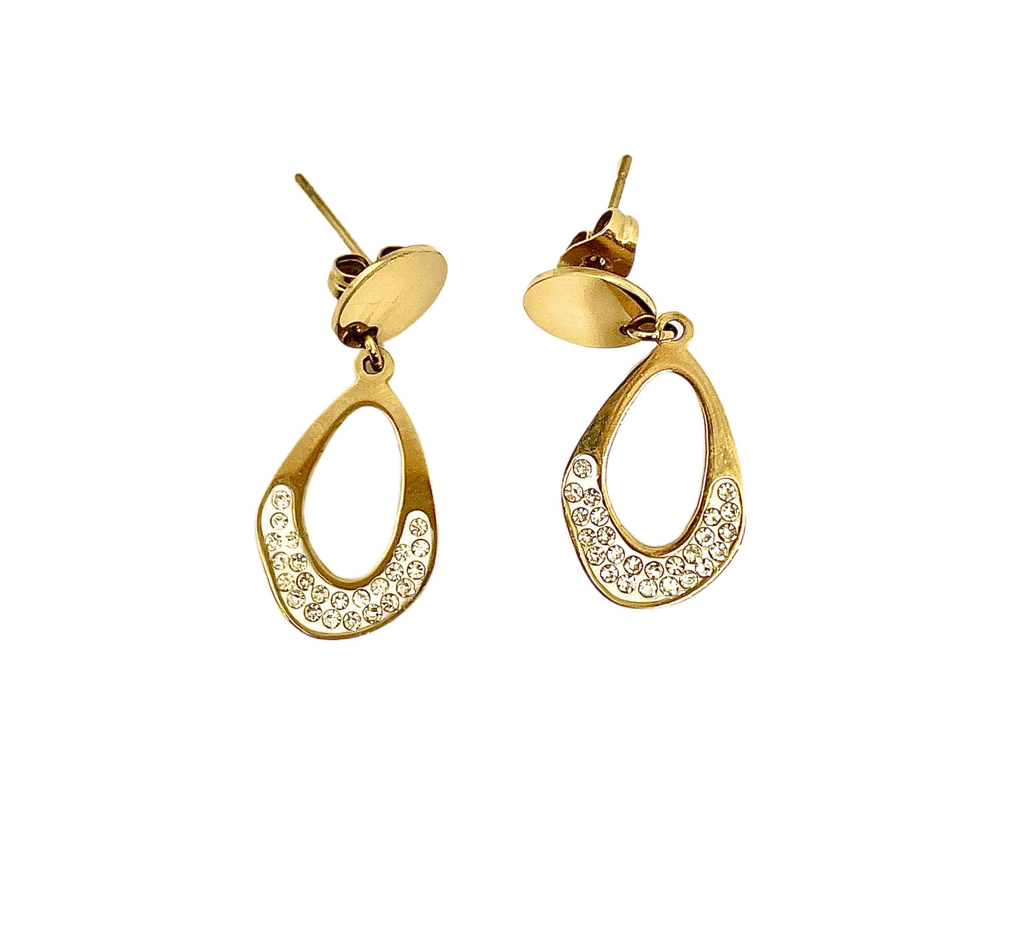 Boucles d’oreilles Lana strass, acier inoxydable doré.